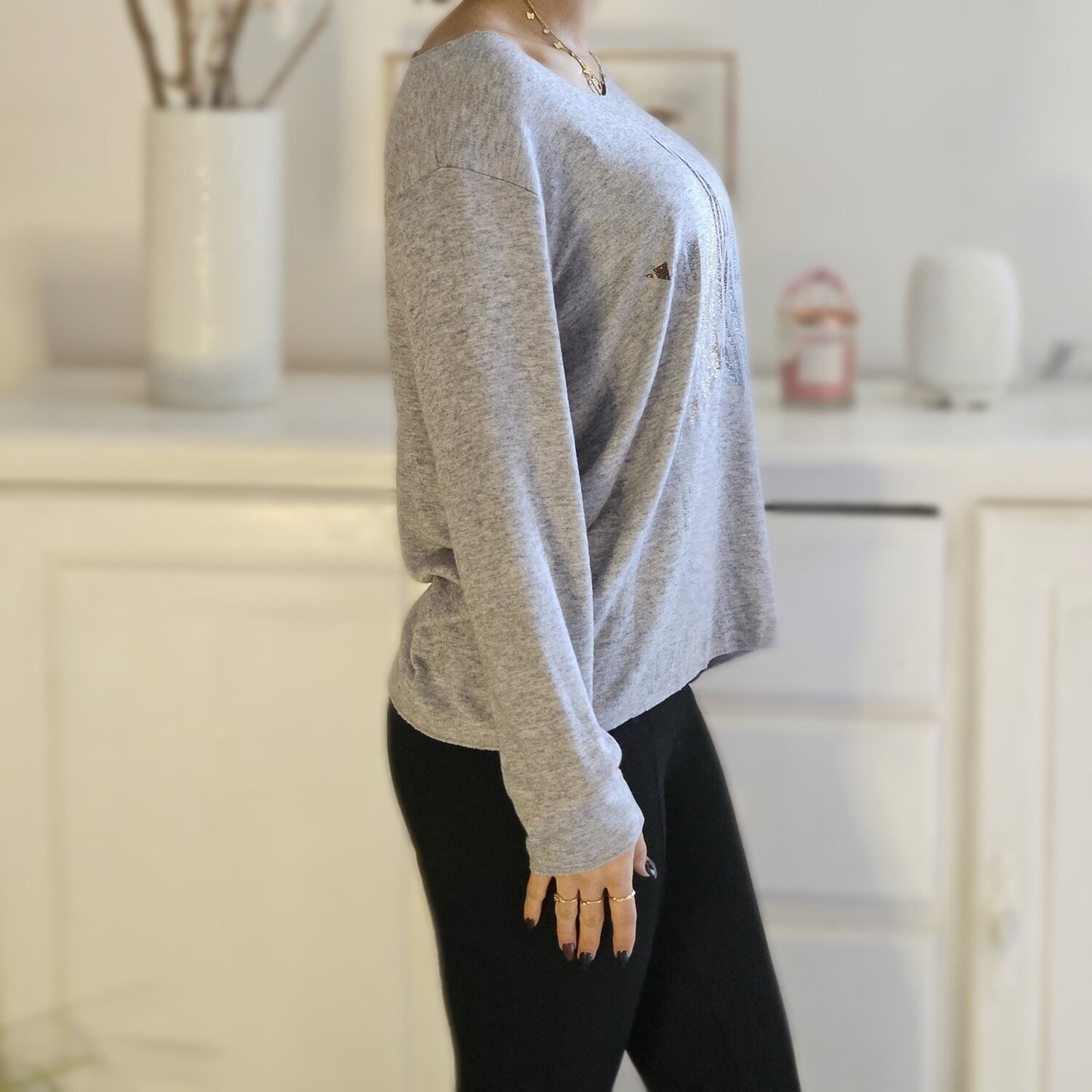 PULL FIN COL ROND ÉTOILE MADE IN ITALIE - Ellarmonie