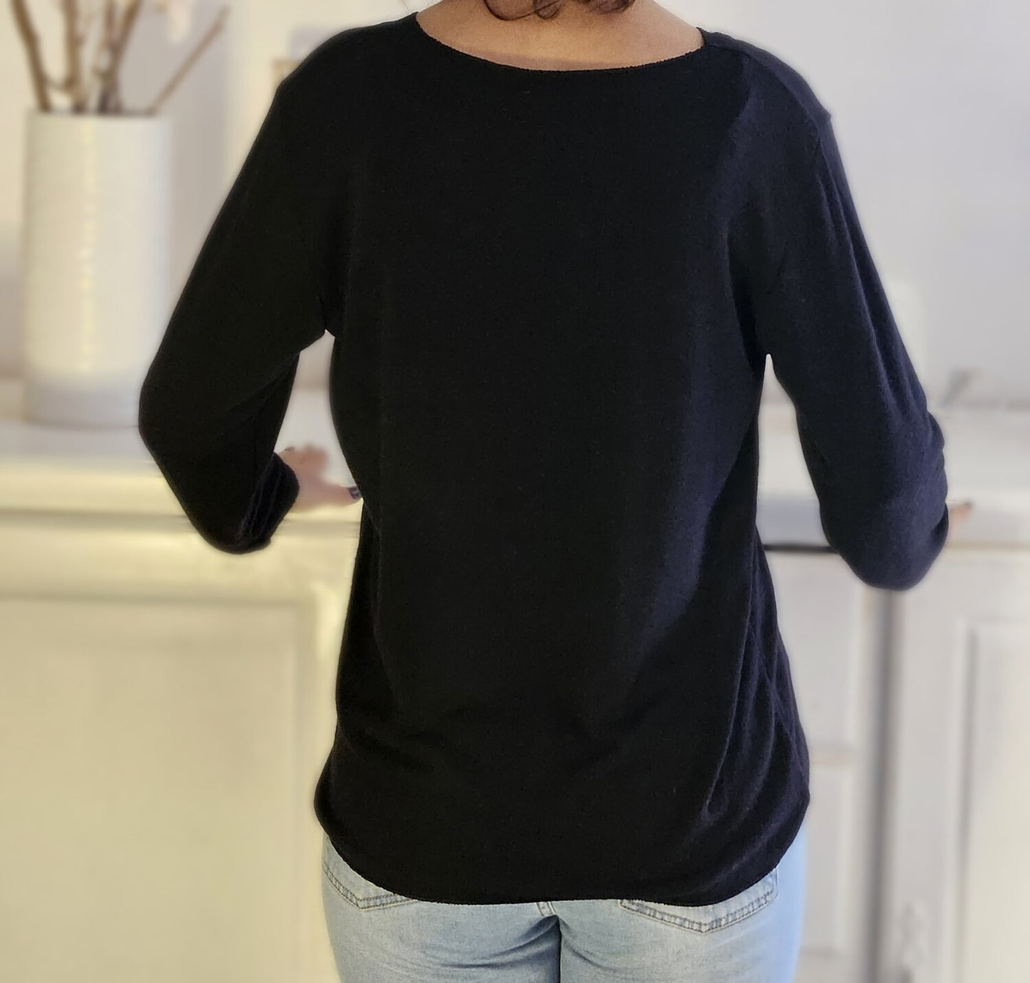 PULL FIN COL ROND ÉTOILE MADE IN ITALIE - Ellarmonie