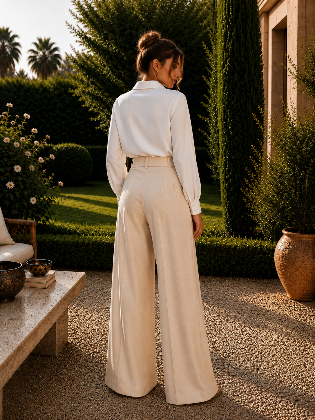 PANTALON PALAZZO FLUIDE MADE IN ITALIE - Ellarmonie