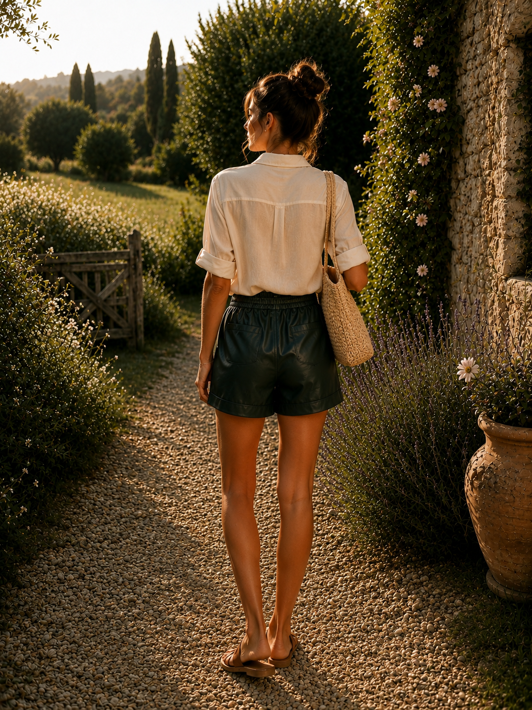 SHORT SIMILI CUIR AVEC CEINTURE MADE IN ITALIE - Ellarmonie