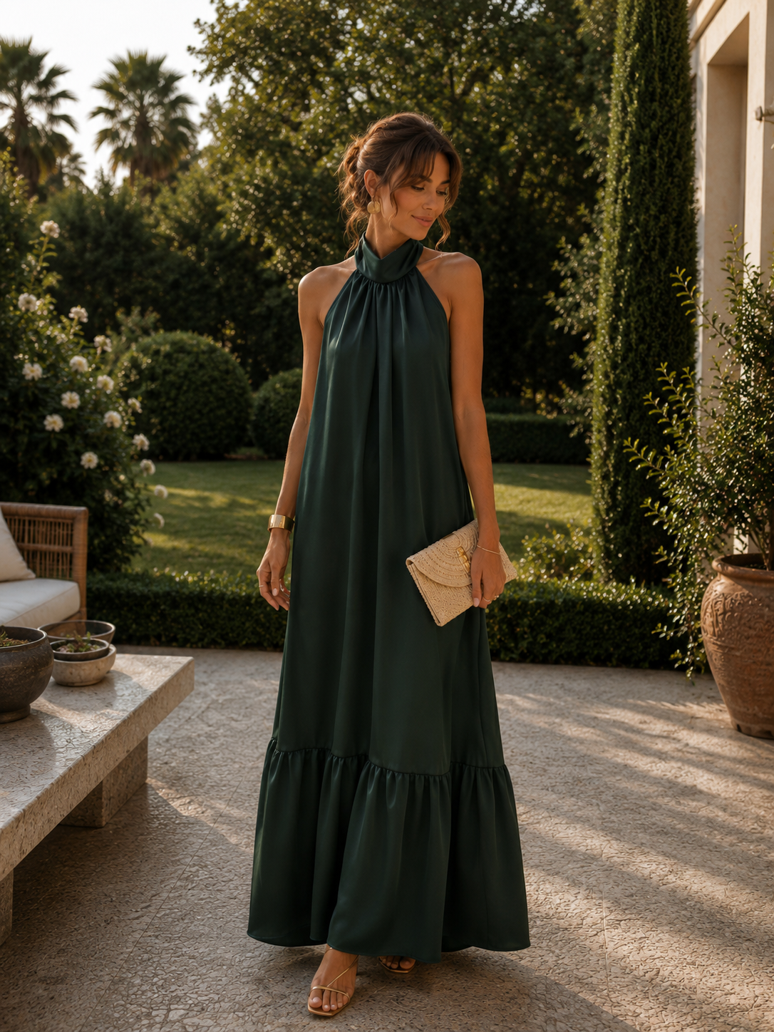 ROBE LONGUE EN SATIN MADE IN ITALIE - Ellarmonie